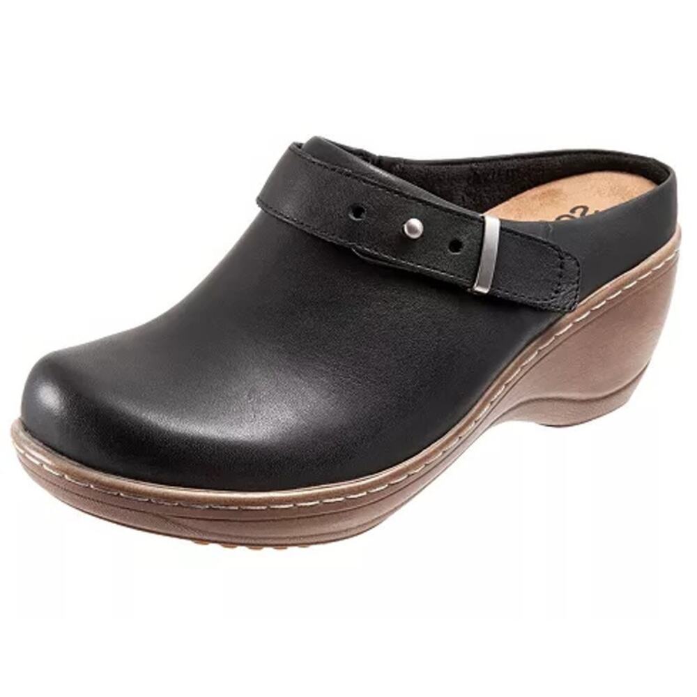 SoftWalk Womens Marquette Clogs US 8.5 Wide Black Leather EUC